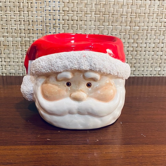 🎄🌟2xHP🌟VTG Set of 2 Ceramic Glazed & Glittered Santa Claus Pillar Holders - Picture 2 of 9